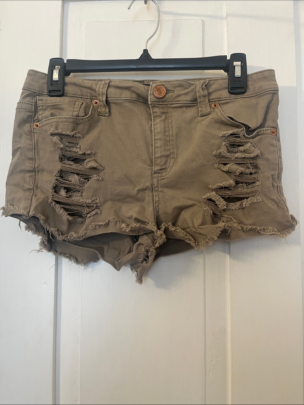 Almost Famous Khaki Distressed Denim Shorts